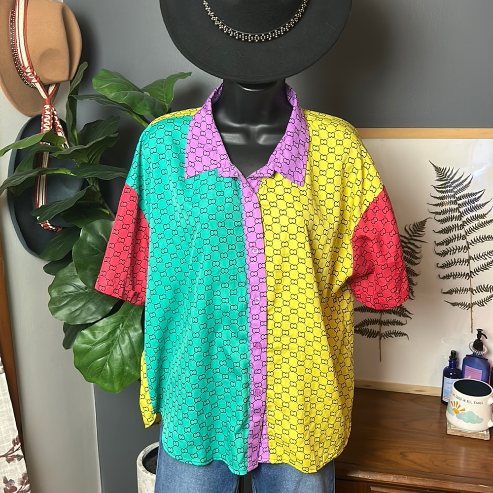 Spoonjeans Button Down Color Block top - Picture 2 of 6